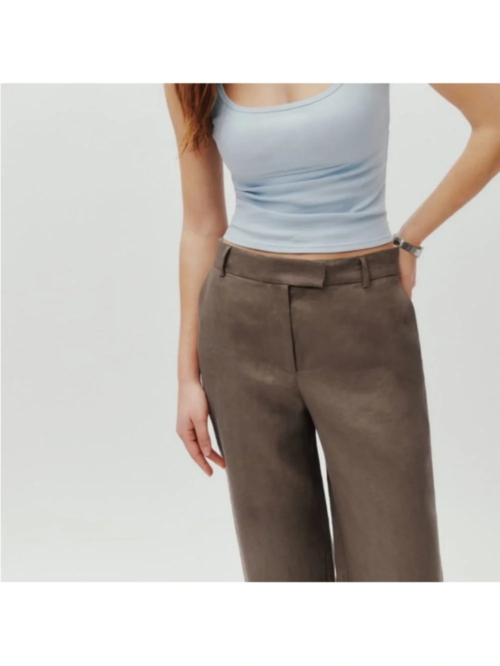 Reformation Carter Linen Mid Rise Pant Mushroom Size 12